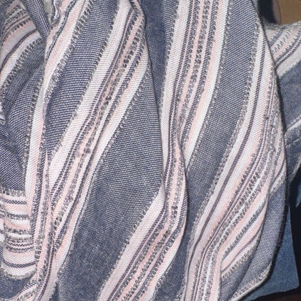 Harper Heritage Chic Striped Button-Down Blouse Tie-Front Flowy Top Shirt Small - Picture 12 of 13